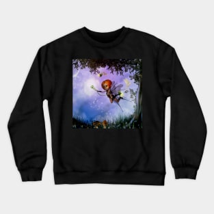 Cute little fairy playing with a dandelion Crewneck Sweatshirt